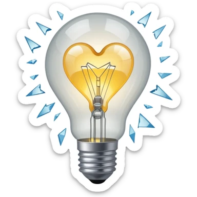 A light bulb broken in half is like a broken heart sticker