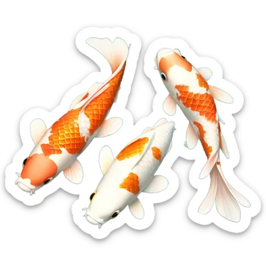 pond of three carpe koi with water and lotus sticker