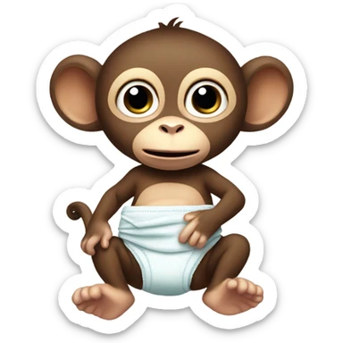 Baby monkey with binky and diaper sticker