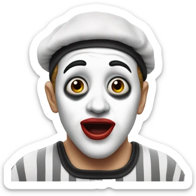 photorealistic The French Mime is in shock sticker