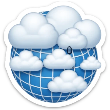 a cloud with a globe with meridians sticker