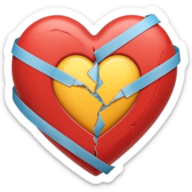 Heart held together by tape, tape snapping sticker