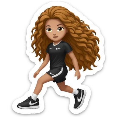 Faça uma menina parda de cabelo liso com uma faixa de cabelo da Nike e uma roupa da Nike branca sticker