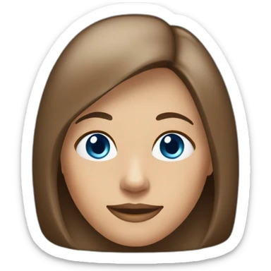 A 50-yo woman with a brownish Bob straight hairstyle with parting in the middle and blue eyes sticker