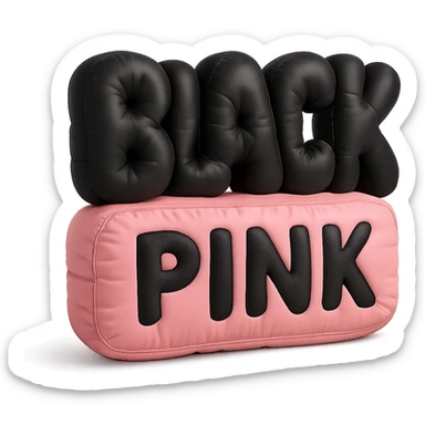 BLACKPINK-inspired object, black and pink colors, plush and cozy feel, cushion style sticker