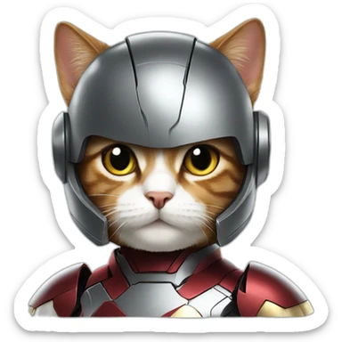 iron man cat with helmet sticker