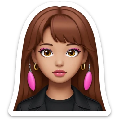 Lisa from BLACKPINK in brown hair with bold makeup sticker