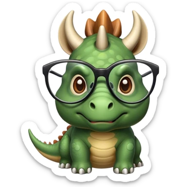 Triceratops with glasses sticker