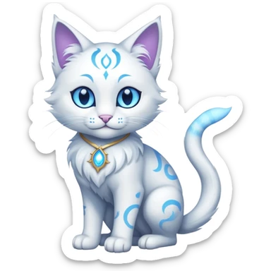 Magical Celestial Lunar-powered Fantasy Feline with lunar markings (full body) sticker