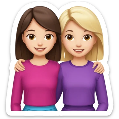 a brunette girl and a blonde girl in cute outfits smiling friends sticker