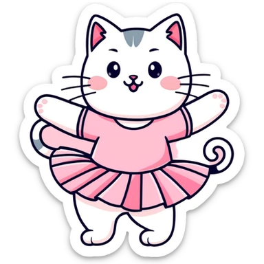 Cat dancing wearing a tutu sticker
