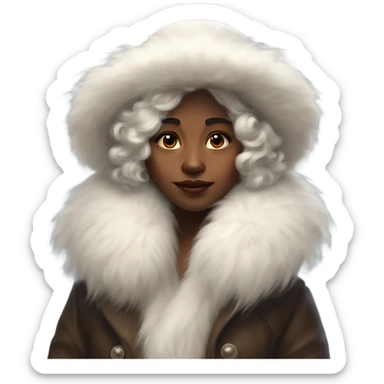 a girl with a white big fluffy fur hat Ada Gladys Killins, aestheticism, a character portrait sticker