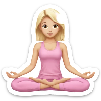 blonde yoga girl light pink clothes n sticker