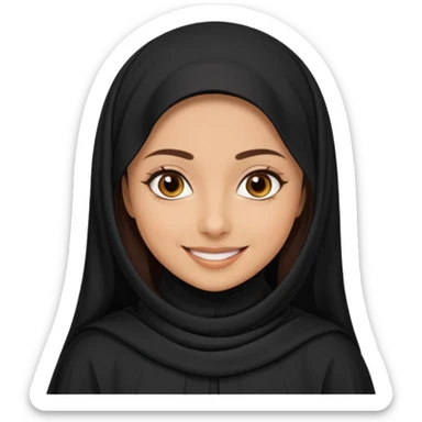create an emoji of a girl wearing a shayla (شيله) and abaya, brunette girl (her hair shows ofc it is not a hijab) like more of a khaleeji shayla. also she is muslim  sticker