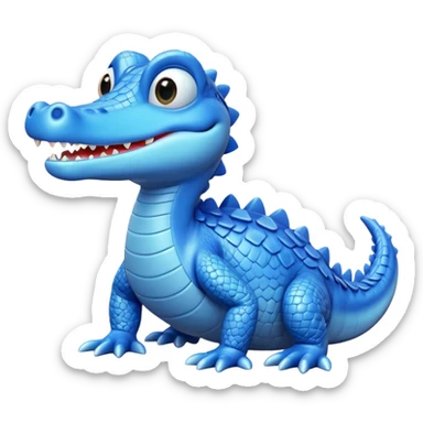 "A stylized, high-detail 3D render of a small, cute blue crocodile from Disney Dreamlight Valley. " sticker