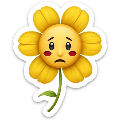 Pensive emoji with wilted flower  sticker