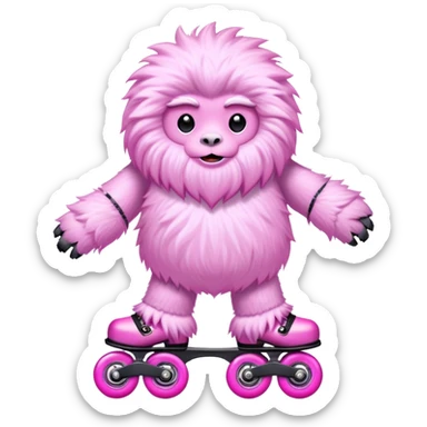 Pink yeti on roller skates  sticker
