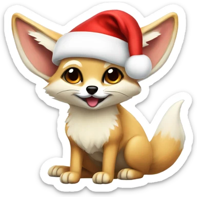 fennec fox wearing santa hat sticker