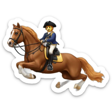 Cavalier a cheval qui saute un obstacle sticker