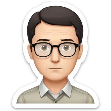 portrait of Hartmut Rosa, German philosopher, short dark hair, rectangular thin-frame glasses, clean-shaven, collared shirt, thoughtful expression sticker