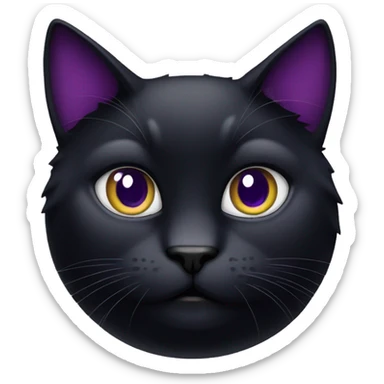 fat black cat with a PURPLE COLLAR sticker