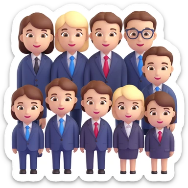 group of people in business attire, 3d emoji style sticker