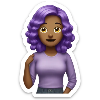 Purple haired woman in loud environment  sticker