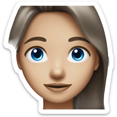girl with brown hair and gray blue eyes sticker