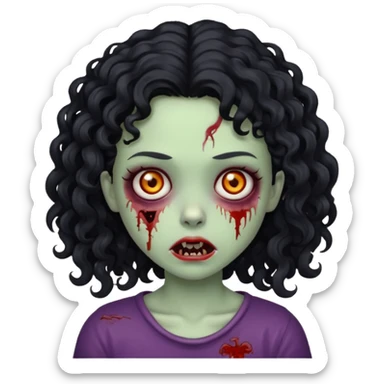Emoji garota zombie com cabelo preto cacheado sticker