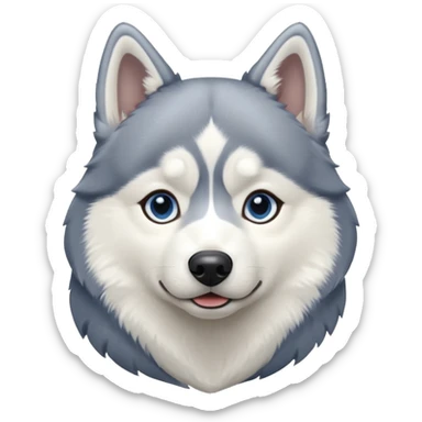 Husky with blue-grey and white fur,  sticker