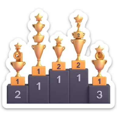 podium with gold 1st, silver 2nd, bronze 3rd positions and large numbers sticker