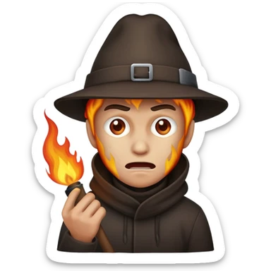 A hat is burning on a head of a thief sticker