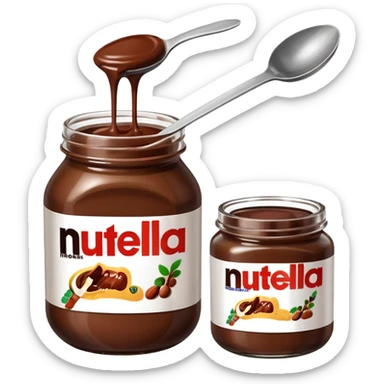 Nutella with a spoon. The glas of Nutella is almost empty  sticker