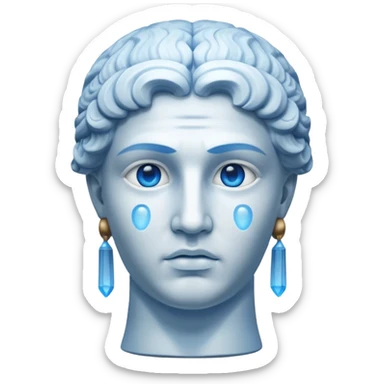 ancient greece marble sculpture head with a blue aura around the background of it sticker