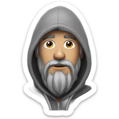 homeless man called forsen with a hoodie gray hoodie over sticker