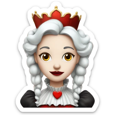 Red queen in Alice in wonderland with white skin and heart lips sticker