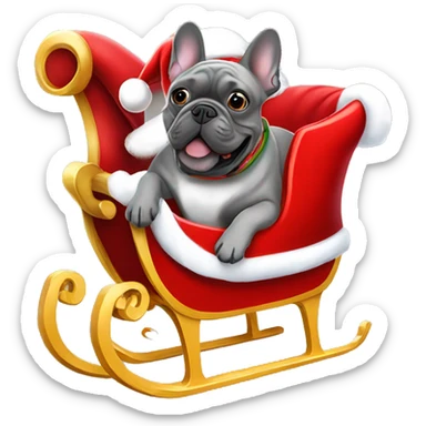 Grey French bulldog sitting in Santa’s sleigh sticker