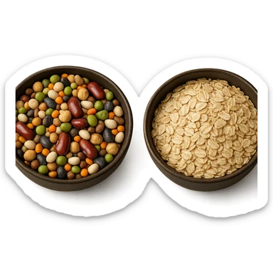 BOWL DI LEGUMI INSIEME A BOWL DI FIOCCHI DI AVENA,  iperrealistico 4k sticker