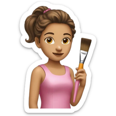 the girl in the pink dress with the paintbrush. sticker