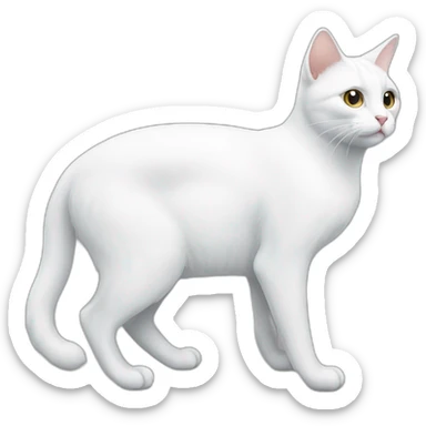 Full body side profile white cat sticker