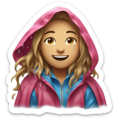 A girl getting wet in rain sticker