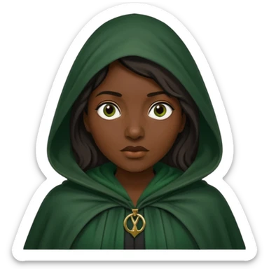 woman waring dark green cloak like in the traitors tv show sticker