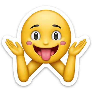 emoji with tongue out and hands to the side sticker