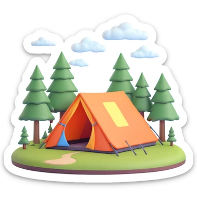 cozy tent in Scandinavian Lapland forest with pine trees sticker