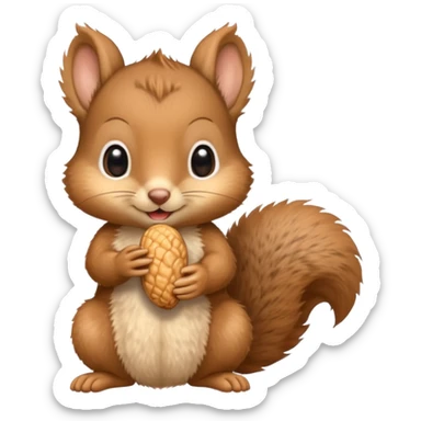 baby squirrel hold a peanut sticker