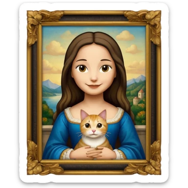 frame mona lisa, cat face sticker