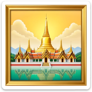 Grand Palace Bangkok Landmark Emoji – Featuring golden spires, Thai architecture, and the Emerald Buddha Temple. sticker