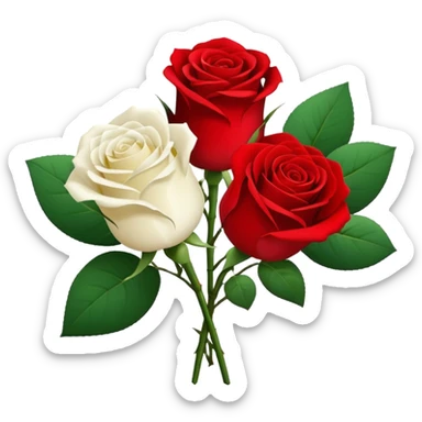 One red flower and one white flower in bouquet sticker
