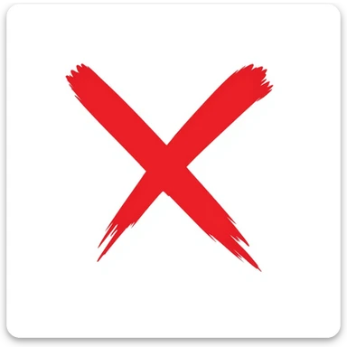 cross mark as a 'no' marker for text, brush strokes with varying thickness, torn style, eastern calligraphy, red color, no background, 512x512px sticker
