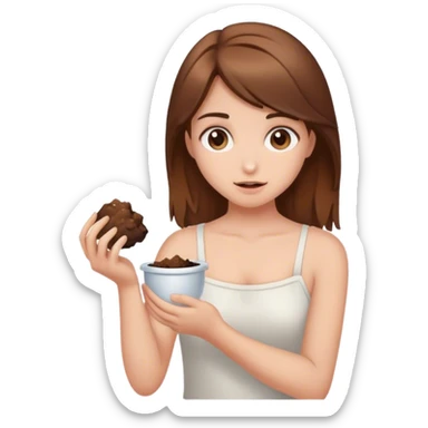 brown hair girl holding poo sticker